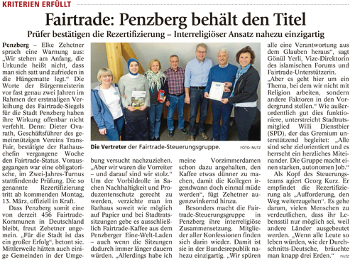Fairtrade-Titelerneuerung für Penzberg